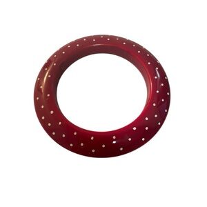 Vintage Lucite Bangle Bracelet Lipstick Red White Polk a dots
